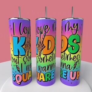 20oz WANNA SQUARE UP STAINLESS STEEL SUBLIMATED TUMBLER